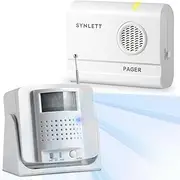 SYNLETT Bed Alarm Caregiver Pager with Wireless Motion Sensor Alarm Indoor Fall Prevention for Elderly Monitoring Seniors Dementia Patients Seniors Home Door Chime