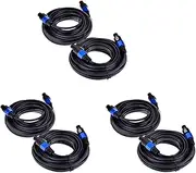 6 Pack 25 Ft Male Speakon to Speakon Cables, Professional 12 Gauge AWG Audio Cord DJ Speaker Cable Wire with Twist Lock