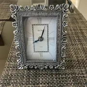 Bulova Quartz Silver Colored Frame Desk Top Mantle Clock Battery Operated NIB