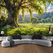 L.T.HOME Tree of Life Landscape Hanging Tapestry Wall Art Large Tapestry Mural Decor Photograph Backdrop Blanket Curtain Home Bedroom Living Room Decoration