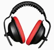 2Tuff EAR MUFFS Padded Headband, Acoustic Foam Liners BLACK/RED