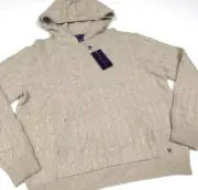 Purple Label Ralph Lauren 100% Cashmere Pullover Cable Soft Knit Hoodie Sweater