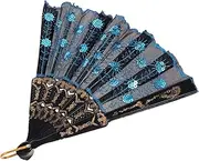 Gogogmee Fashion Peacock Pattern Handheld Folding Fan Retro Style Dance Fan Lightweight Portable for Weddings Festivals Compact Home Decor Accessory
