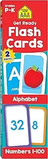 School Zone - Get Ready Flash Cards Alphabet & Numbers 2 Pack - Ages 4 to 6, Preschool to Kindergarten, ABCs, Uppercase and Lowercase Letters, Numbers 1-100, Counting, and More