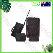4-Piece Black Polka Dot Luggage Set – Includes Soft Case, Wheeled Duffle