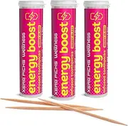 Xero Picks Wellness - Infused Flavored Toothpicks for Long Lasting Fresh Breath & Dry Mouth Prevention - 60 Picks - 3 Pack - Berryblast - Energy