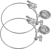 Operitacx Graduation 2023 Bangle Set Stainless Steel Certificate Bracelet Adjustable Bangles for Women Girls