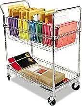 Alera Wire Mail Cart, Chrome