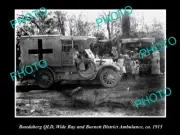 OLD 8x6 HISTORIC PHOTO OF BUNDABERG QLDTHE WIDE BAY AMBULANCE CARS c1915