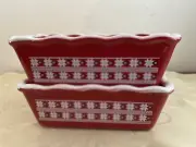 Lot 2 Christmas theme Poinsettia Mini Bread Loaf Baking Pan Nantucket Home