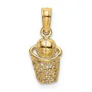 14K Yellow Gold Basketball W/Net Charm