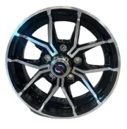 15" Trinity Black Machined Face Fork Aluminum Trailer Wheel 5 Lug - 5 on 5"