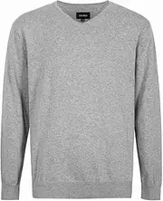 [Krumba] Mens Plus Size Sweater: Cotton V Neck Big Tall Oversized Long Sleeve Pullover