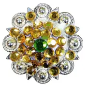 65HS 32 Citper Gold Crystals Berry Concho Rhinestone Headstall Saddle Cowgirl