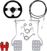 Go Kart Brake Throttle Pedals with Automotive Steering Wheels, Upgrade 71" Cable