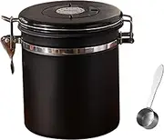 Coffee Grain Container, Hermetic Storage Tank, Kitchen Storage with A Spoon, Vacuum Tea Boxes, Black.5L