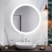 ELEGANT Round Bathroom Mirror 84x84cm Touch Switch Back&Front LED Light Wall Mirror