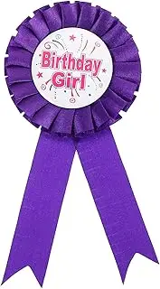 uxcell Birthday Girl Ribbon,Purple Satin Fabric Birthday Women Tinplate Badge Pin,Happy Birthday Princess Party Button Pins,Girls Brooches for Party Decoration, Purple
