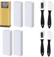 [JIRONN] 4Pcs Suede Brush Kit 4-Sided Suede Cleaning Brush, Brass & Nylon Bristles, Special Brush for Cleaning Suede, Shoe Brush Bring 4 Erasers, Suitable for Suede, Cowhide, Brushed Leather (Black)