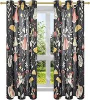 miaozhen Cartoon Wonderland Fairy Mushroom Bathroom Curtains Window Long Curtains for Living Room Kitchen Curtains 63 Inch Length Sheer Curtains 2 Panels Set cortinas para sala largas