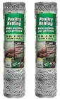 308475B 36" x 50' 2" Mesh Poultry Netting Chicken Wire Fence Fencing Pack of 2