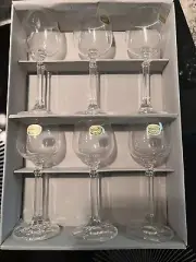 Vintage Set of 6 Isabelle Crystal Cordial Glasses Made in Bohemia Czechoslovakia