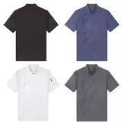 US Men's Tops Short Sleeve T-shirts Casual Chef Coats Formal Jacket Work Clothes