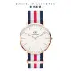 【Daniel Wellington】DW 手錶 Classic Canterbury 40mm細紋藍白紅織紋錶-玫瑰金框(DW00100002)