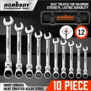 10Pc Flexible Head Ratchet Spanner Set Metric Spanner CRV With Pouch 8-22MM
