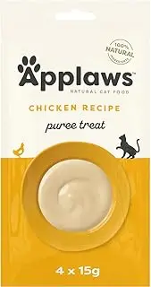 [Applaws] 100% Natural Grain Free Chicken Recipe Puree Treat, Limited Ingredients Pet Food 4x15g (Pack of 10)
