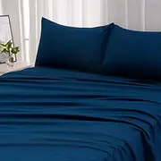 400 Thread Count Cotton Twin Size Sheet Set (Navy Blue Color) 3 Piece - 100% Long Staple Cotton Sheets Set, Soft Cotton Bed Sheets Sets with Deep Pocket fit Upto 16"