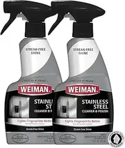 Weiman Stainless Steel Cleaner and Polish - 12 Ounce (2 Pack) - Removes Fingerprints, Residue, Water Marks and Grease from Appliances - Refrigerators Dishwashers Ovens Grills - 24 Ounce Total