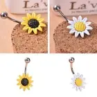 Great Daisy Flower Dangle Belly Button Body Piercing Belly Bars Navel Ring BDzk