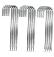 Rebar Stakes 12 inch Galvanized Metal Tent 12pcs-Galvanized J-12Inch-Φ3/8"