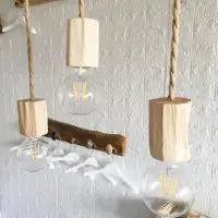 在飛比找樂天市場購物網優惠-原木燈頭單頭吊燈個性創意木藝燈具簡約餐廳臥室復古美式實木燈座