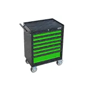SP Tools 7 Drawer Custom Series Roller Cabinet Green/Black - Store & Organise