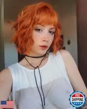 TIXBABY Orange Wigs-Short Bob Wigs with Bangs for Women Ginger Wigs Synthetic