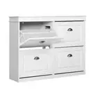 Artiss Shoe Cabinet Shoes Storage Rack Organiser White Shelf Drawer Cupboard 24