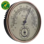 Thermometer Hygrometer Gilt Dial Garden Greenhouse Home Office - Measures Temper