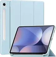 [Vonzuda] Case for Samsung Galaxy Tab S10 FE/ S9 FE 5G 10.9'' / Tab S9 11'', Tri-Fold Slim Tablet Cover with Auto Wake/Sleep,Slim Stand Hard Back Shell Protective Smart Cover Case (Light Blue)