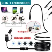 3 in 1 HD Industrial Endoscope 7MM USB Borescope Inspection Camera 6x LED lights
