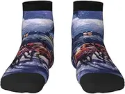[EdWal] Snow Night Santa and Deer print Men's Moisture Control Crew Socks Socks For Men and Women Gifts For Golf, Hunting, Camping