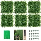 Grass Wall 12 Pack 10"x10" Artificial Boxwood Hedge Wall Panels, Privacy Hedg...