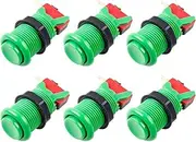 EG STARTS 6X American Style Standard Arcade Buttons Switchable Happ Type 30mm Push Button 3/16" Terminal for Jamma Mame Kit Parts (Green)