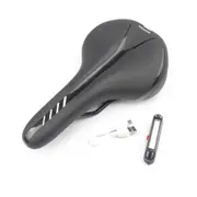 1Set Mountain Bike Cushion with Light Bike Saddle Thicken Silicone Rear Lights Bike Seat Black and white + red and blue tail lights_270*144mm