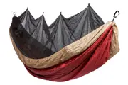 Bug Net Hammock - Ruby Wine Body & Lead Greay Border Double