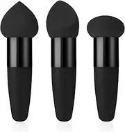[Sibba] Makeup Sponge 3 PCS Beauty Blender Foundation Make Up Concealer Blending Cosmetic Mini Angled Brush Applicator Handle Artist Applying Make-Up Eyebrow Face Powder Puff(black)