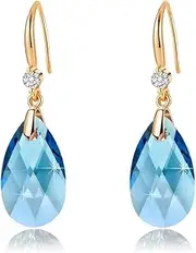 [EVEVIC] Austrian Crystal Teardrop Dangle Drop Earrings for Women 14K Gold Plated Hook Earring Hypoallergenic Jewelry Gifts for Women Girls