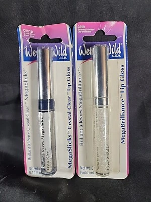 Wet n Wild Lip Gloss Set CRYSTAL CLEAR & MEGA BRILLIANCE. discontinued Cccc