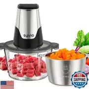 Syvio Food Processors with 2 Bowls, Meat Grinder 4 Bi-Level Blades, Mini Elec